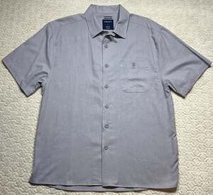 Trust Men's Size L Gray Linen Blend Short Sleeve Button Down Shirt